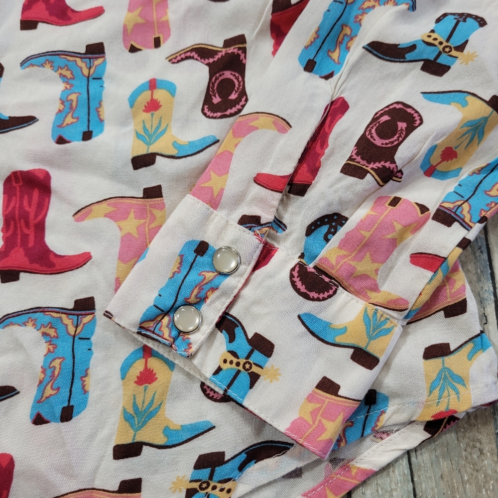 ROPER Colorful Boot Print Button-Up Shirt - Picture 9 of 12